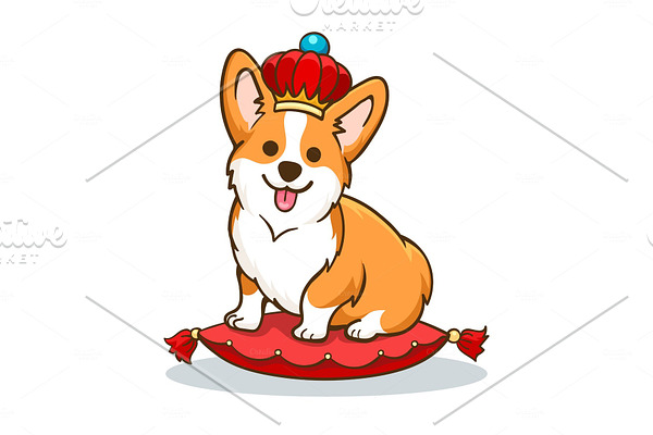 Corgi dog with crown
