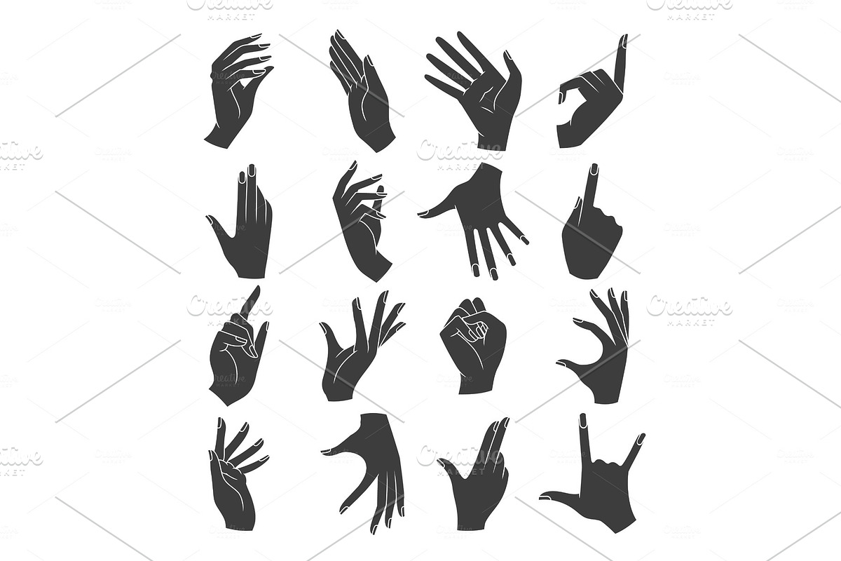 Woman hands gestures silhouettes in Illustrations - product preview 8