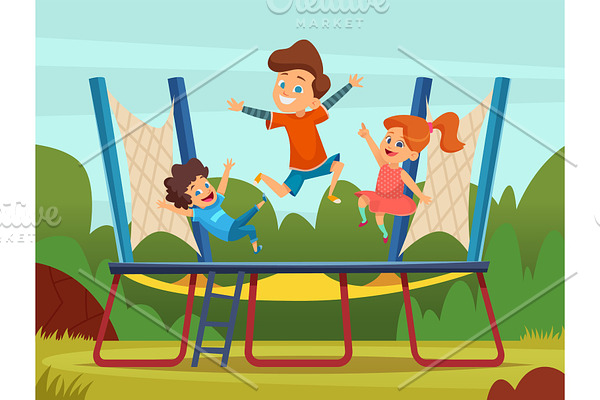 Jumping trampoline kids. Active