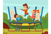 Jumping trampoline kids. Active
