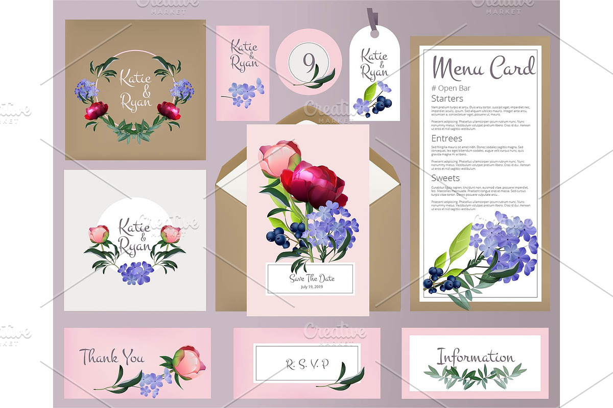 Wedding cards. Invitation template in Graphics - product preview 8