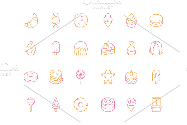 Colored dessert icons. Birthday