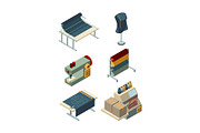 Textile isometric. Industrial sewing