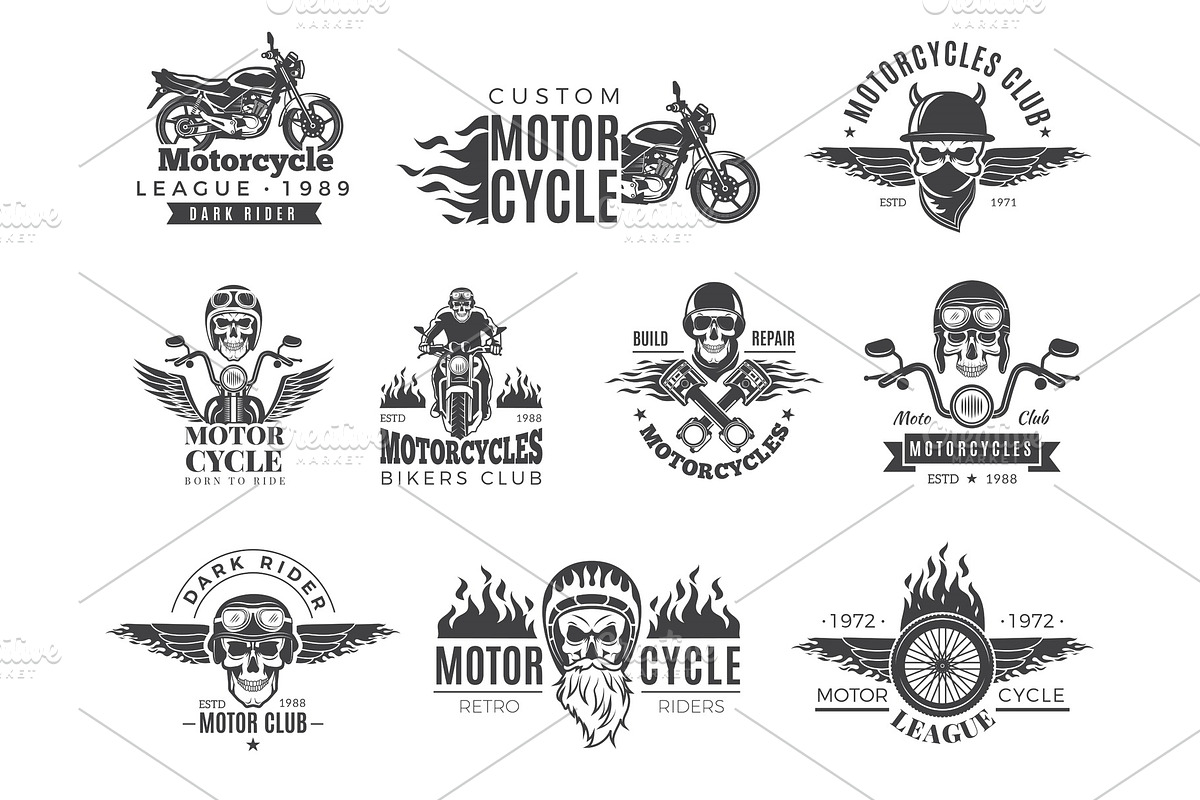 Motorcycle labels. Biker badges with in Graphics - product preview 8