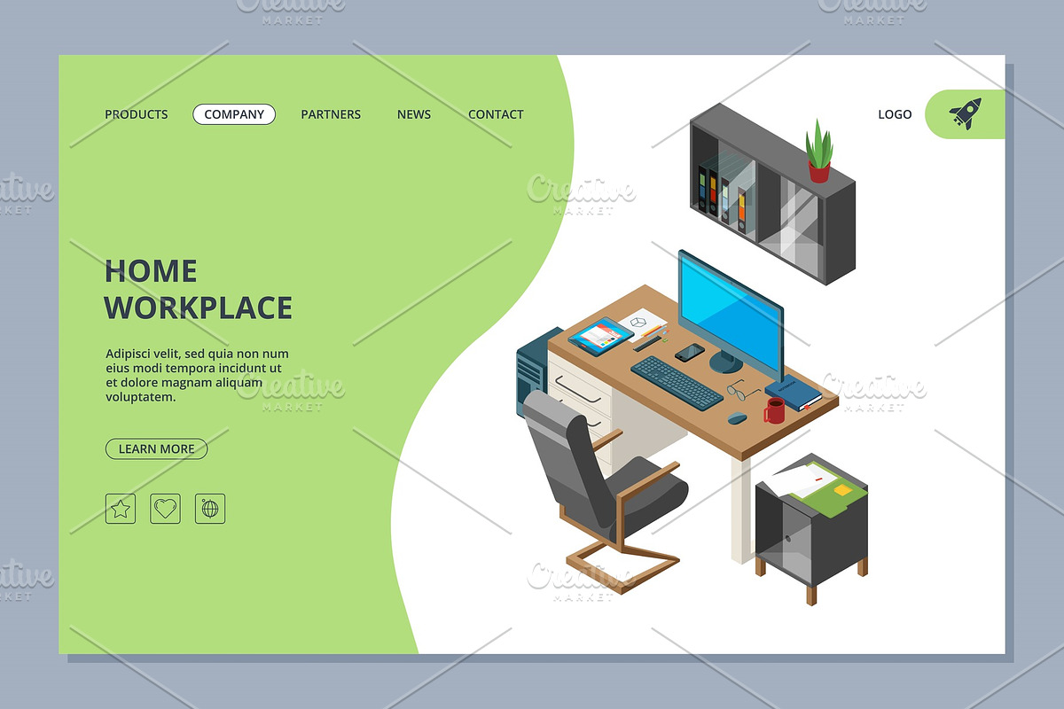 Freelance landing. Coworking space in Graphics - product preview 8