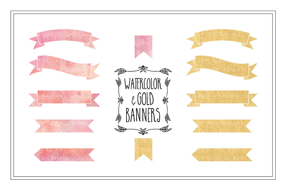 Watercolor & Gold Banners