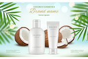 Coconut cosmetic. Advertizing poster