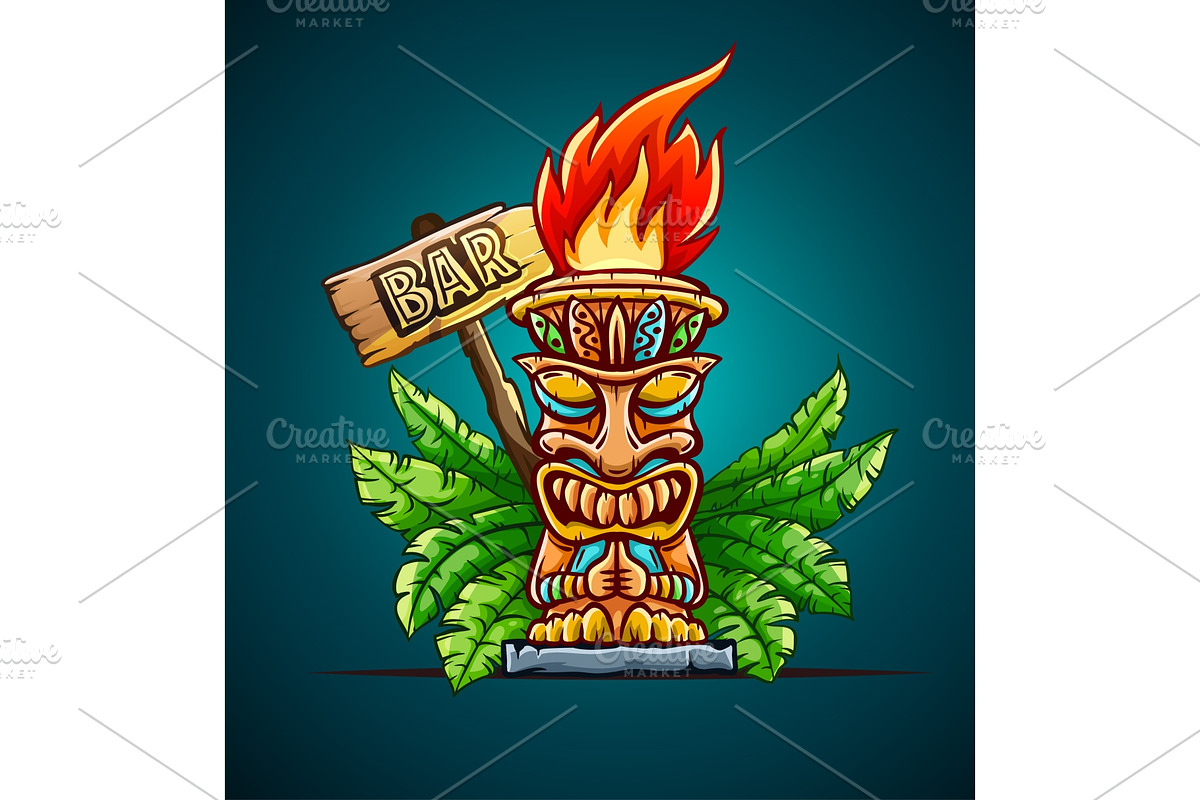 Banner with Tiki ethnic traditional. in Illustrations - product preview 8
