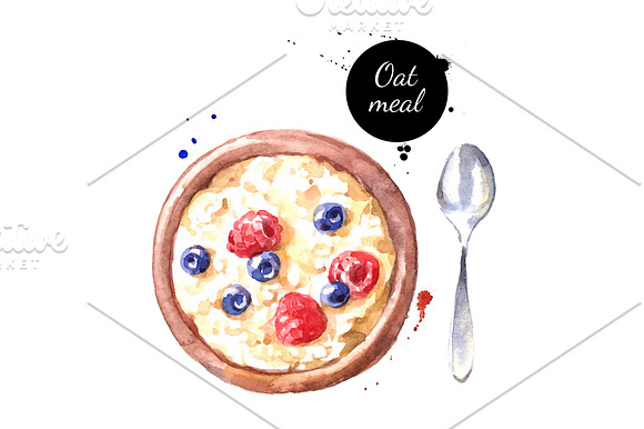 Watercolor Breakfast Vector Set in Illustrations - product preview 1