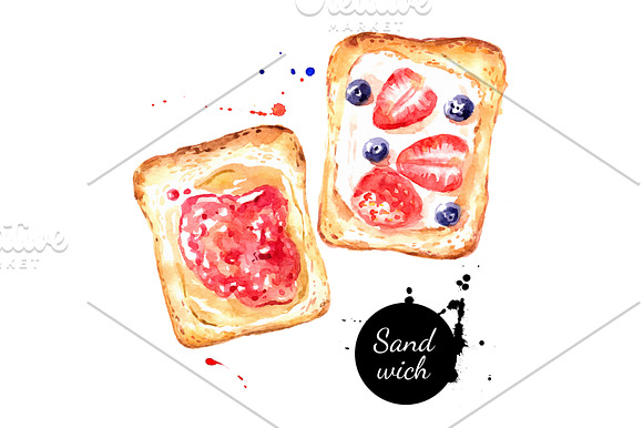 Watercolor Breakfast Vector Set in Illustrations - product preview 4