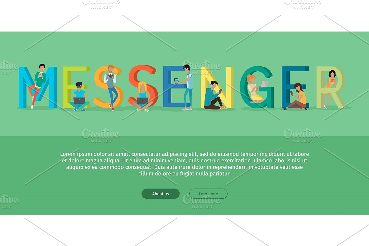 Messenger Word with People Writing in Illustrations - product preview 8