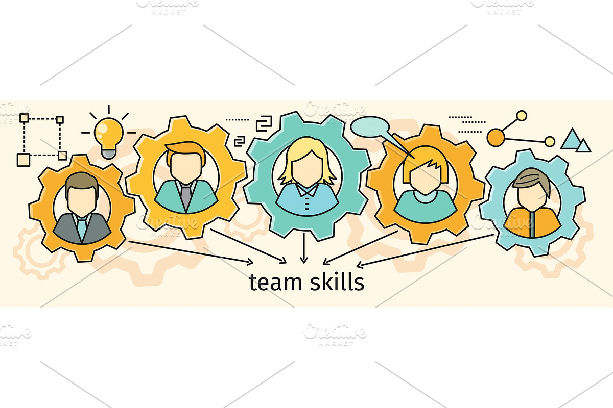 Team Skills Banner. Avatar in Gear. in Illustrations - product preview 8