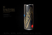 Energy Drink Black Can Mockup 250ml