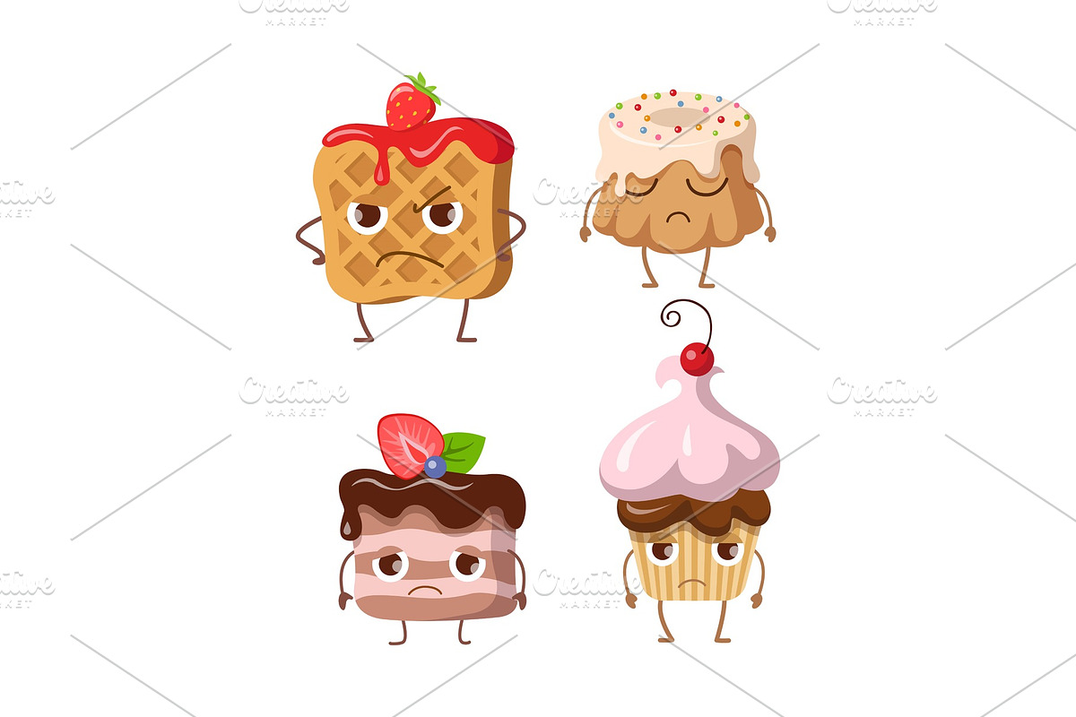 Sweets. Set of Belgian Waffle and in Illustrations - product preview 8