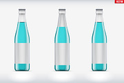 Transparent glass bottle set mockup