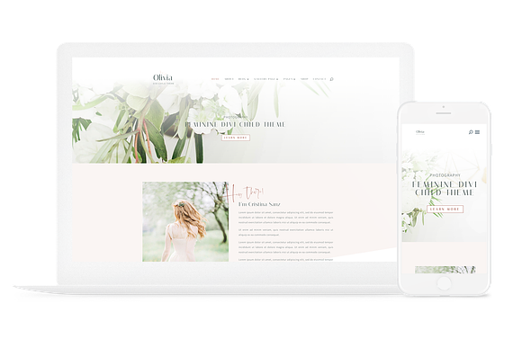 Olivia Photography Divi Child Theme in WordPress Photography Themes - product preview 3