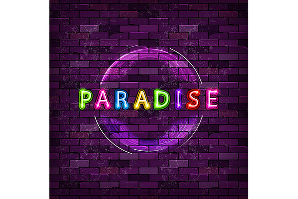 Paradise vector neon sign in Graphics - product preview 1