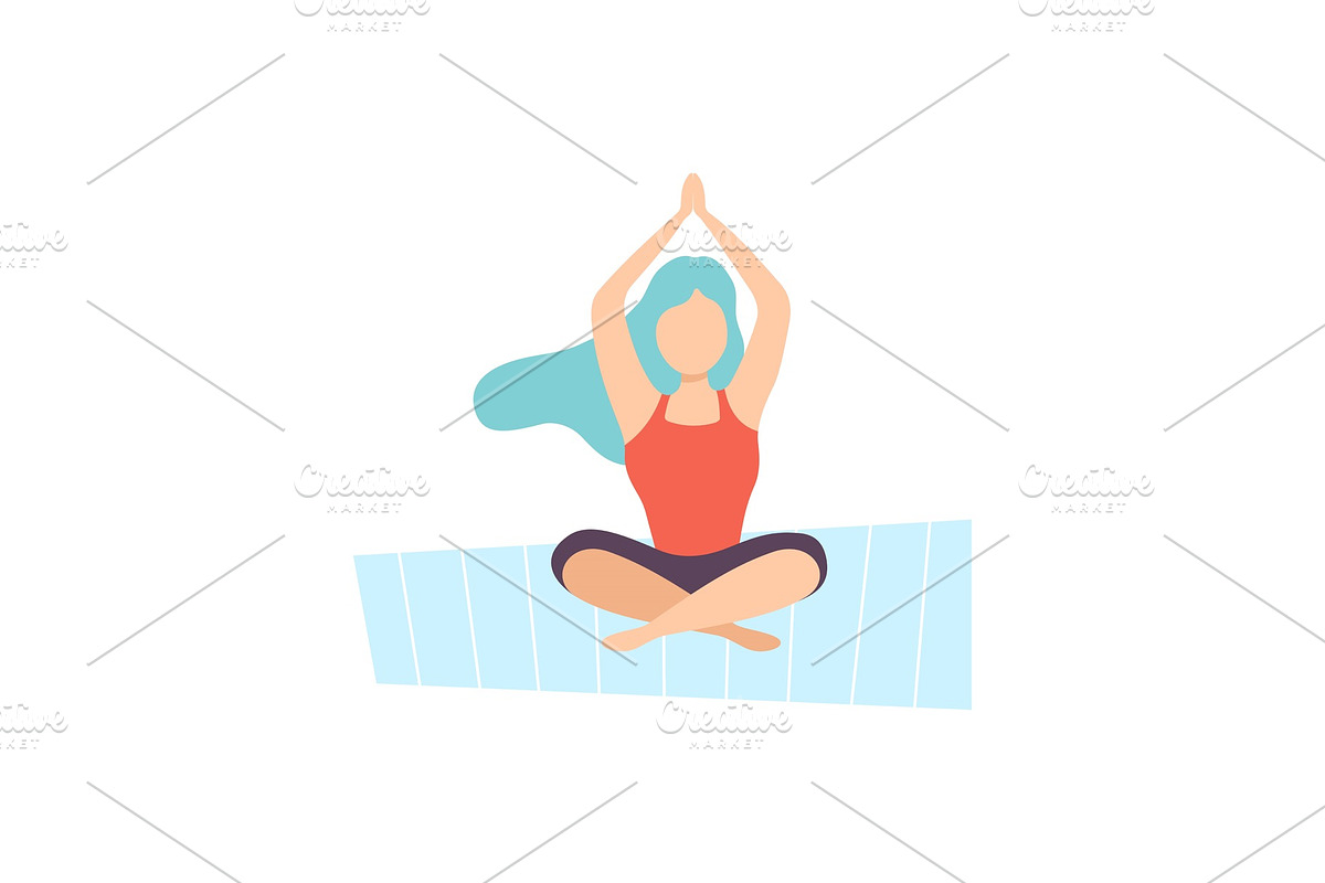Girl Meditating in Lotus Position in Illustrations - product preview 8