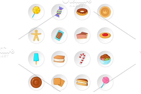 Different candy icons set