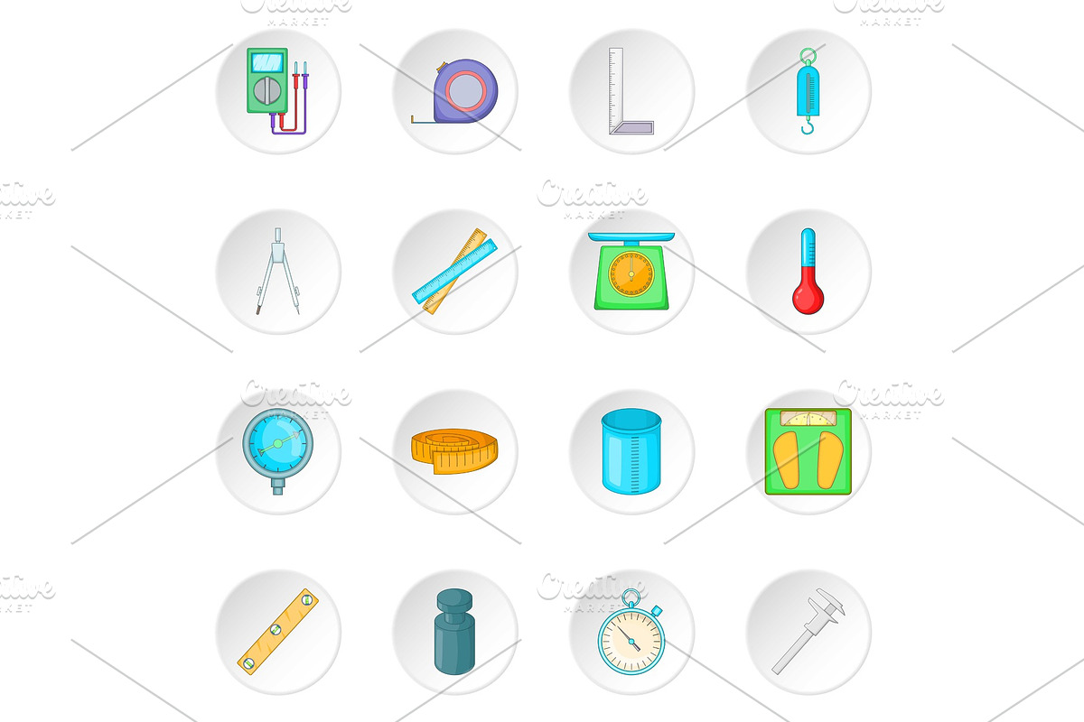 Measure tools icons set in Illustrations - product preview 8