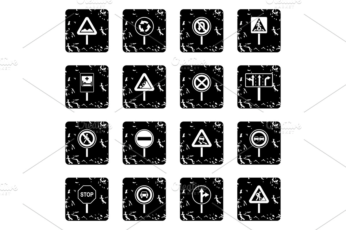 Different road signs icons set in Objects - product preview 8