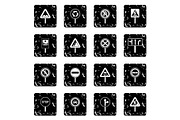 Different road signs icons set