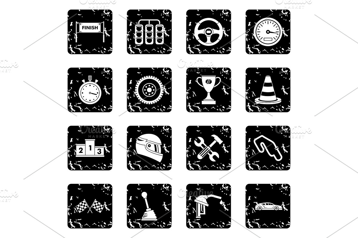 Racing speed icons set in Illustrations - product preview 8