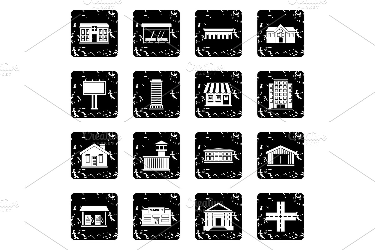 City infrastructure items icons set in Illustrations - product preview 8