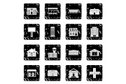 City infrastructure items icons set