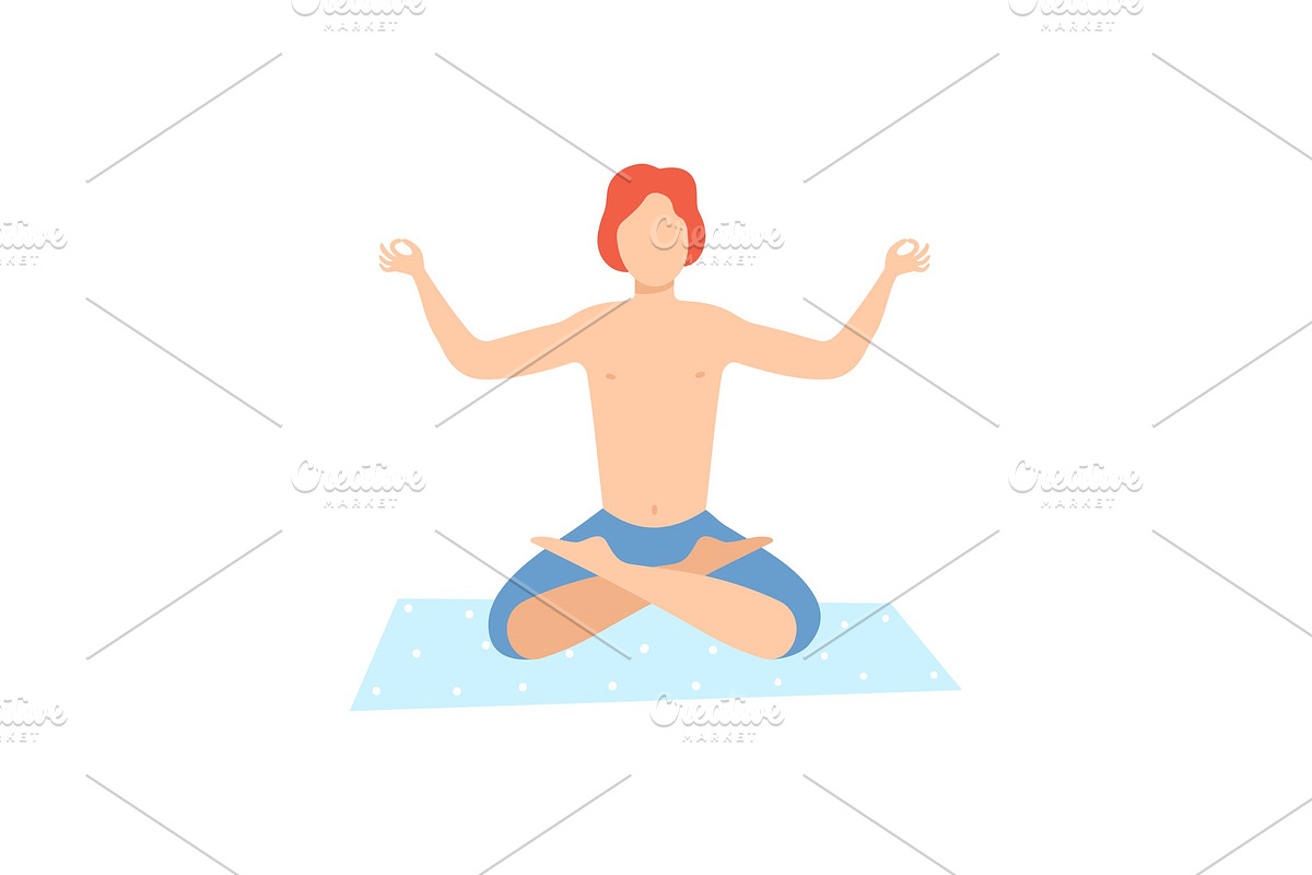 Young Man Meditating, Guy in Illustrations - product preview 8
