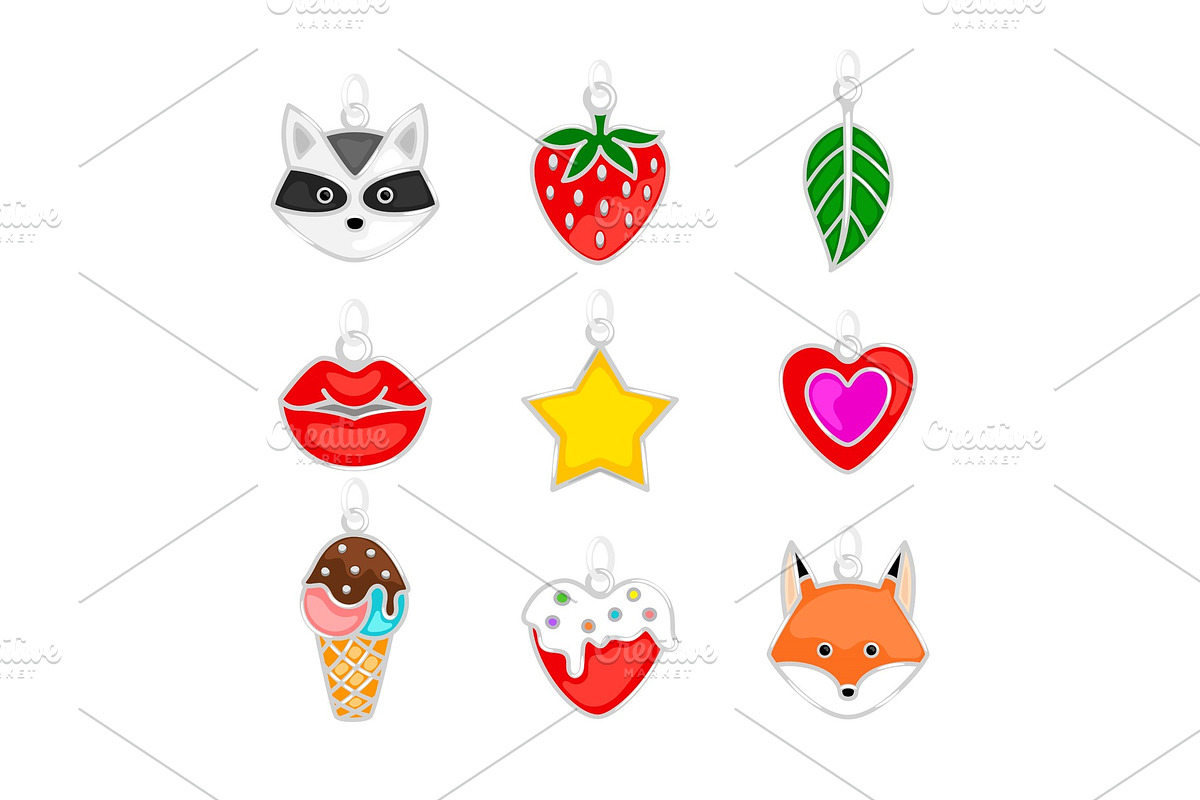 Jewellery pendants set in Illustrations - product preview 8