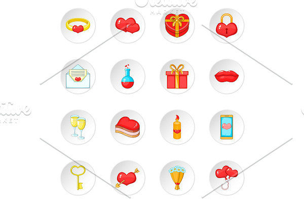Saint Valentine day icons set