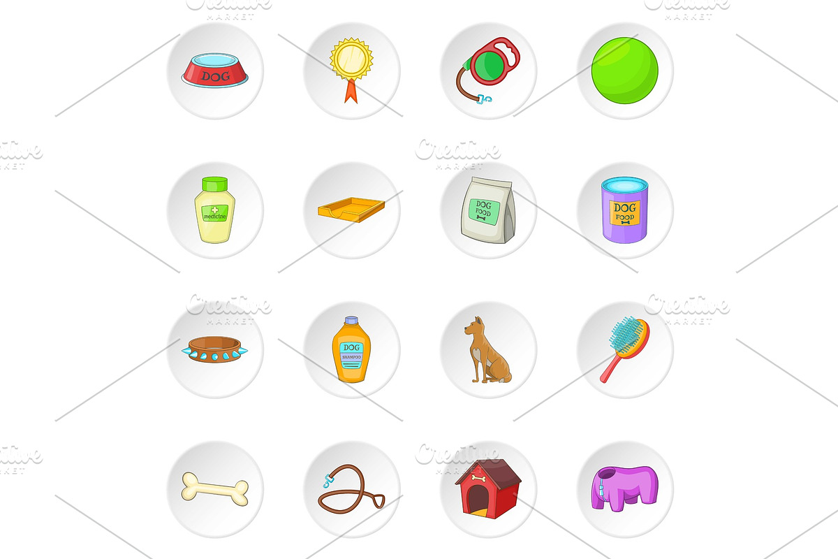 Dog care icons set in Objects - product preview 8