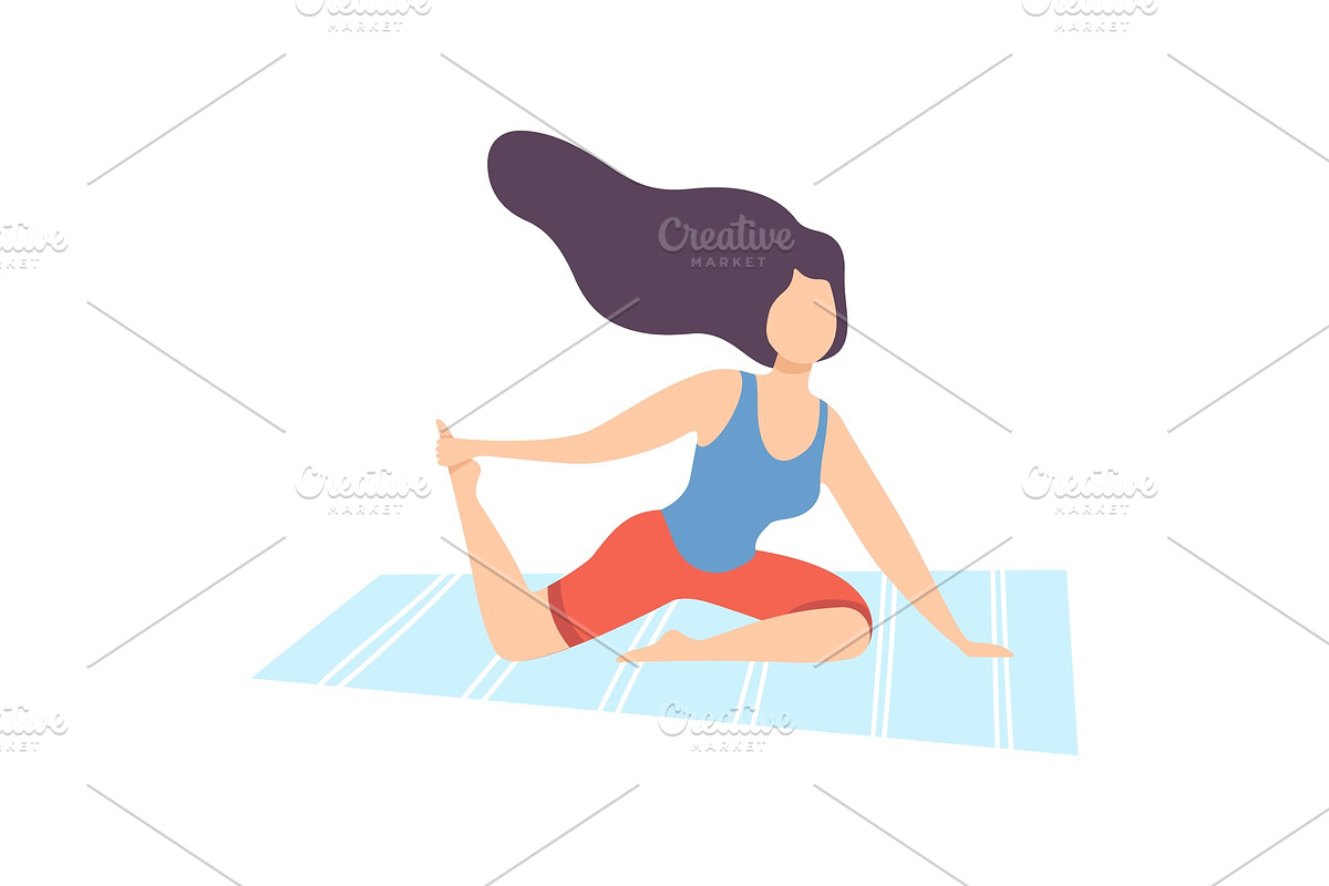 Young Woman Practicing Yoga in Illustrations - product preview 8