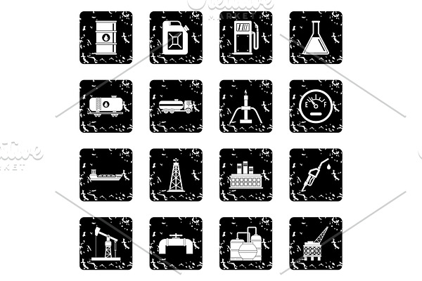 Oil industry items icons set