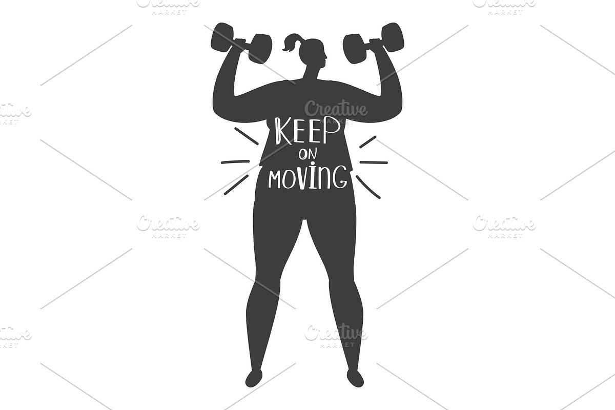 Obese woman training silhouette in Illustrations - product preview 8