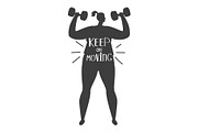 Obese woman training silhouette