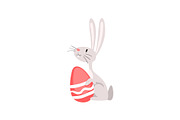 Cute White Easter Bunny Sitting