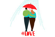 Couple in love with umbrella