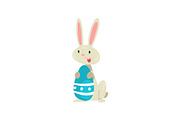 Cute White Easter Bunny with Blue