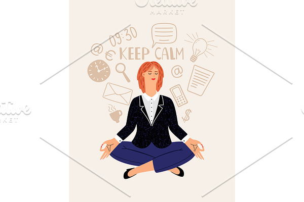 Woman office meditation