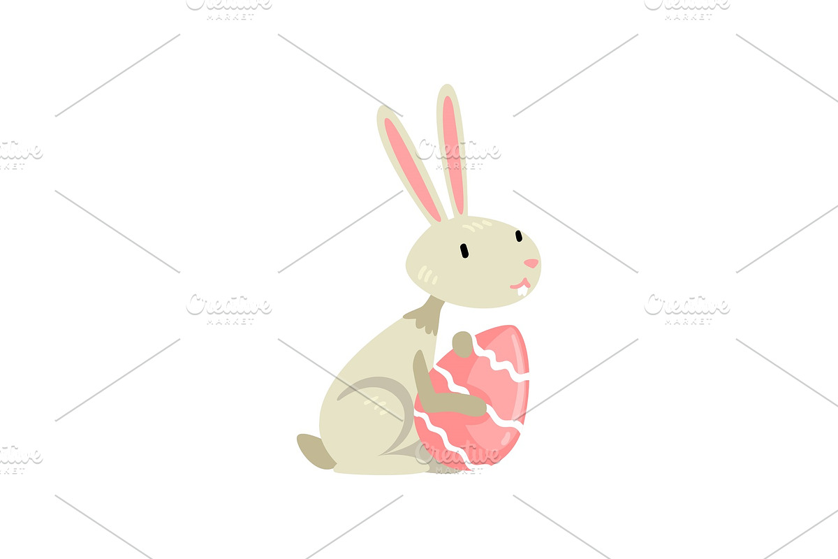 Cute White Easter Bunny with in Objects - product preview 8