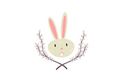 Cute White Easter Bunny Head with