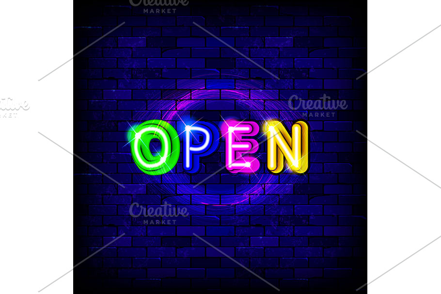 Neon inscription Open