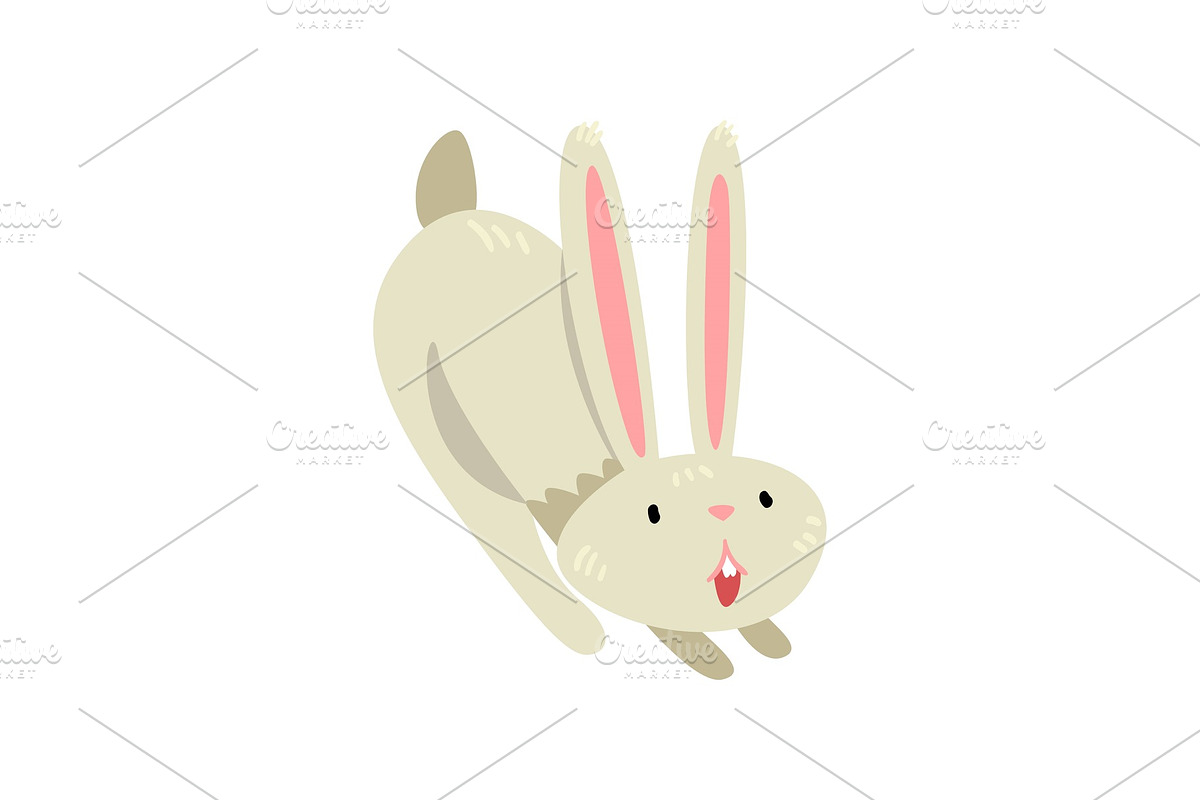 Cute Happy White Easter Bunny in Objects - product preview 8