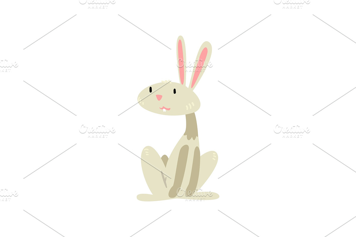 Cute White Easter Bunny Cartoon in Objects - product preview 8