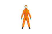 Man in Orange Protective Suit and
