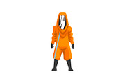 Man in Orange Protective Suit