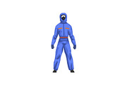 Man in Blue Protective Suit and Gas