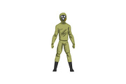 Man in Khaki Protective Suit and